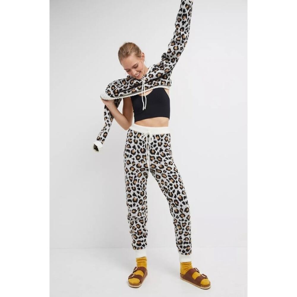 Anthropologie Leopard Print High Waist Joggers